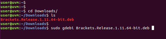 Install brackets with gdebi command.